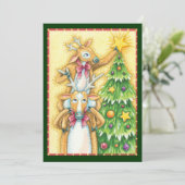 クリスマスツリースターを飾ったかわいいトナカイ 招待状 (スタンド正面)