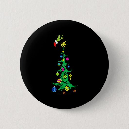 クリスマスツリースターグリーン手作りXmasホリデーキッズM 缶バッジ (正面)