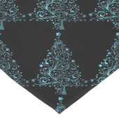 クリスマスツリースターブラックシャイニーメタリックブルー ロングテーブルランナー (コーナー)