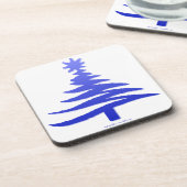 クリスマスツリーステンシルコバルトブルー コースター (左側)