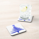 クリスマスツリーステンシルコバルトブルー コースター (右側)