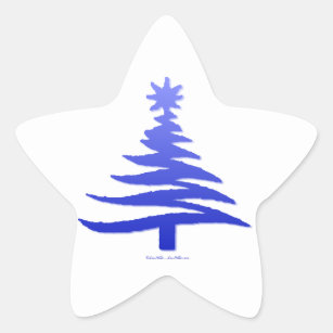 クリスマスツリーステンシルコバルトブルー 星シール