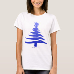 クリスマスツリーステンシルコバルトブルー Tシャツ