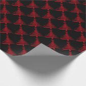 クリスマスツリーステンシルレッドオンブラックラッピング紙 ラッピングペーパー (角)