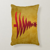 クリスマスツリーステンシルレッドオン金ゴールド アクセントクッション (正面(垂直))