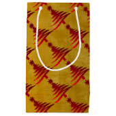 クリスマスツリーステンシルレッドオン金ゴールド スモールペーパーバッグ (正面)