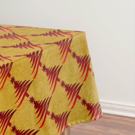 クリスマスツリーステンシルレッドオン金ゴールド テーブルクロス (インサイチュ)