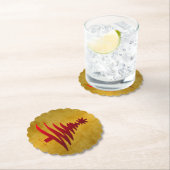 クリスマスツリーステンシルレッドオン金ゴールド ペーパーコースター (インサイチュ)