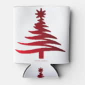 クリスマスツリーステンシルレッドオン金ゴールド 缶クーラー (正面)