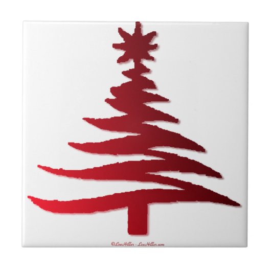 クリスマスツリーステンシルレッド タイル (正面)