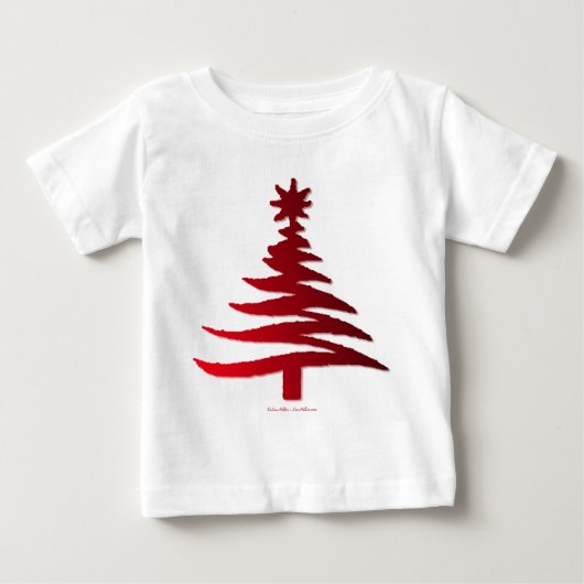 クリスマスツリーステンシルレッド ベビーTシャツ (正面)