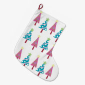 クリスマスツリーストッキング、ピンク&ブルー ラージクリスマスストッキング (正面 (吊り時))