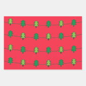 クリスマスツリーストライプのパターン ラッピングペーパーシート (正面)