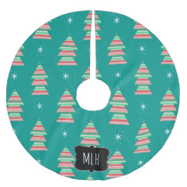 クリスマスツリーストライプズ雪片ファミリーイニシャル ブラッシュドポリエステルツリースカート