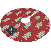 クリスマスツリーストライプズ雪片ファミリーイニシャル ブラッシュドポリエステルツリースカート (アングル)