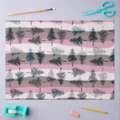 クリスマスツリーストライプピンク白グレークリスマス 薄葉紙 (クラフト)