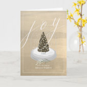 クリスマスツリースノーグローブ金ゴールドコーポレートホリデー カード (黄色い花)