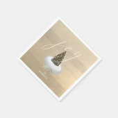 クリスマスツリースノーグローブ金ゴールドジョイホリデー紙 スタンダードカクテルナプキン (角)