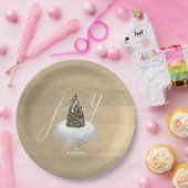 クリスマスツリースノーグローブ金ゴールドジョイホリデー ペーパープレート (パーティー)