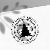 クリスマスツリースノーフレークスサークル差出人住所 セルフインキングスタンプ