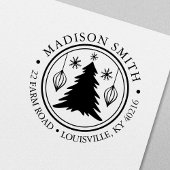 クリスマスツリースノーフレークスサークル差出人住所 セルフインキングスタンプ