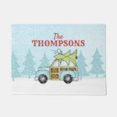 クリスマスツリースノーフレークパーソナライズされた車 ドアマット (正面)