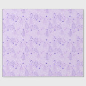 クリスマスツリースノーフレークパープルクリスマス ラッピングペーパー (フラット)