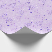 クリスマスツリースノーフレークパープルクリスマス ラッピングペーパー (角)