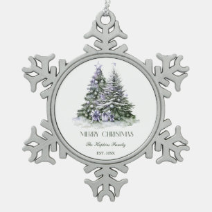 クリスマスツリースノーフレークフレームオーナメント スノーフレークピューターオーナメント