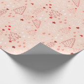 クリスマスツリースノーフレークライトオレンジクリスマス ラッピングペーパー (角)