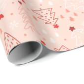 クリスマスツリースノーフレークライトオレンジクリスマス ラッピングペーパー (ロールコーナー)