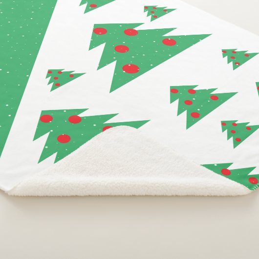 クリスマスツリースノーフレークレッドグリーンクリスマス シェルパブランケット (3/4)