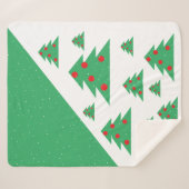 クリスマスツリースノーフレークレッドグリーンクリスマス シェルパブランケット (正面(横))