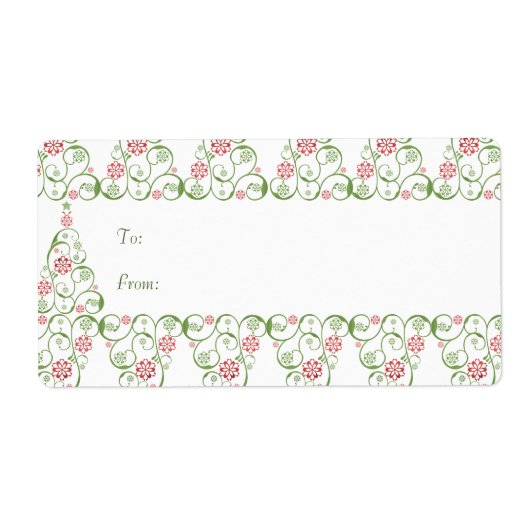 クリスマスツリースノーフレーク旋回クリスマスプレゼントラベル ラベル (正面)