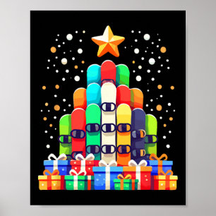 クリスマスツリースノーボードスノーボーダー ポスター