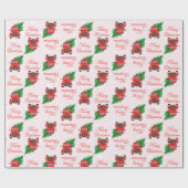 クリスマスツリースノーラッピング付きレッドクリスマスカー ラッピングペーパー (フラット)