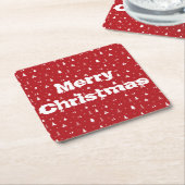 クリスマスツリーズアンドスノーフレーク紙コースター スクエアペーパーコースター (アングル)
