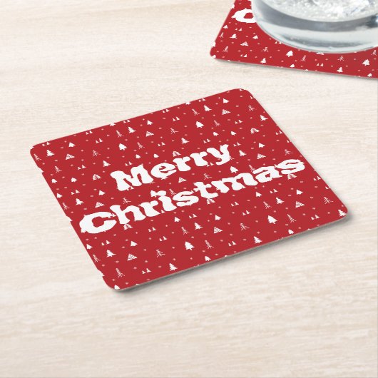 クリスマスツリーズアンドスノーフレーク紙コースター スクエアペーパーコースター (アングル)