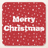 クリスマスツリーズアンドスノーフレーク紙コースター スクエアペーパーコースター (正面)