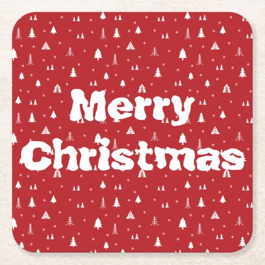 クリスマスツリーズアンドスノーフレーク紙コースター スクエアペーパーコースター (正面)