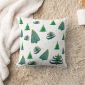 クリスマスツリーズウォーターカラーアートラッピング紙 クッション (ブランケット)