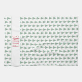 クリスマスツリーズウォーターカラーアートNAMEホリデイおもしろい キッチンタオル (横)