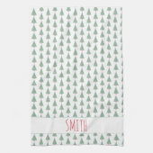 クリスマスツリーズウォーターカラーアートNAMEホリデイおもしろい キッチンタオル (縦)