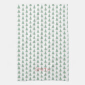 クリスマスツリーズウォーターカラーアートNAME休日 キッチンタオル (縦)