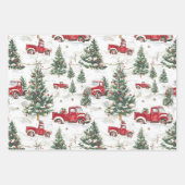 クリスマスツリーズオールドレッドトラック ラッピングペーパーシート (正面)