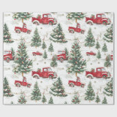 クリスマスツリーズオールドレッドトラック ラッピングペーパー (フラット)