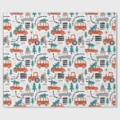 クリスマスツリーズカートラクター冬の休日 ラッピングペーパー (フラット)