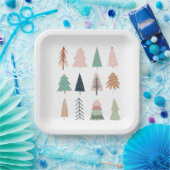 クリスマスツリーズガーリーコラージュ ペーパープレート (パーティー)