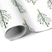 クリスマスツリーズキュートレトロレッドグリーン ラッピングペーパー (ロールコーナー)