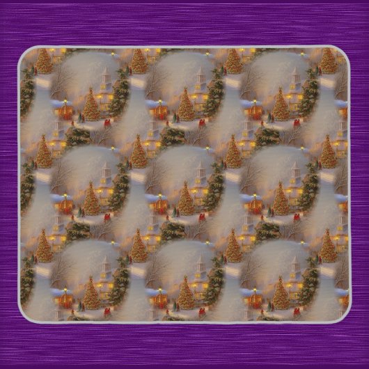 クリスマスツリーズクアインヴィレッジスノーグローブパターン マウスパッド